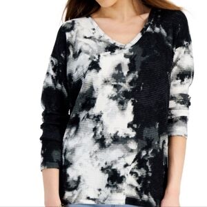Style & Co. Tie Dyed Waffle Knit Tunic Long Sleeve Sweater Size Medium